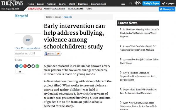 Early intervention can help address bullying, violence among schoolchildren: study