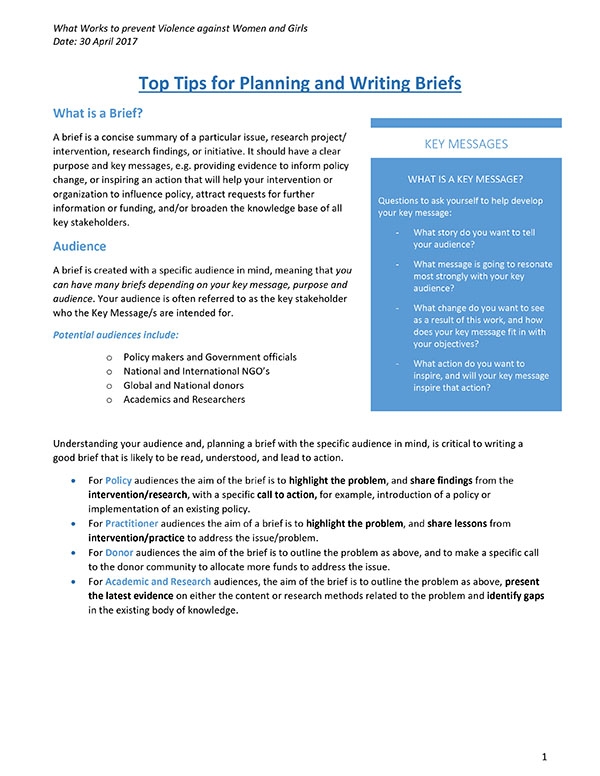 What Works - Top Tips for Planning and Writing Briefs