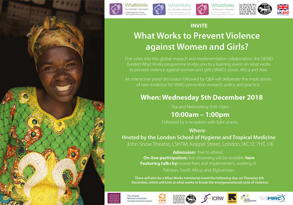 EVENT: What Works to Prevent Violence against Women and Girls?
