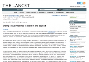 The Lancet - Ending sexual violence in conflict and beyond special focus issue