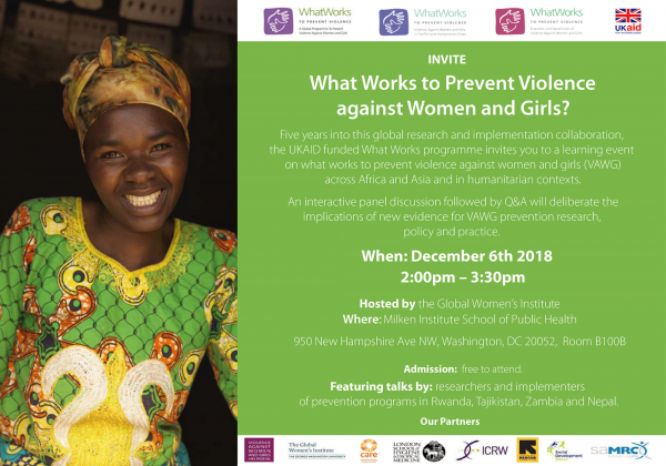 EVENT: What Works to Prevent Violence against Women and Girls?